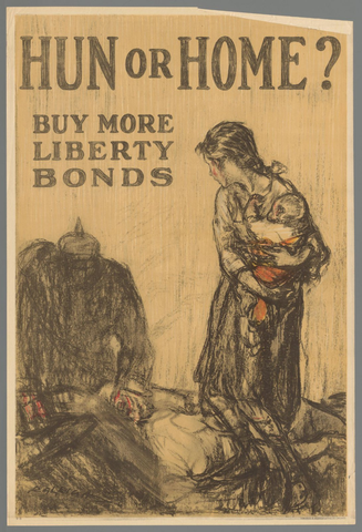 Affiche « Hun or Home? Buy more Liberty Bonds ». Reproduction intégrale de l’exemplaire conservé par Rijksmuseum.