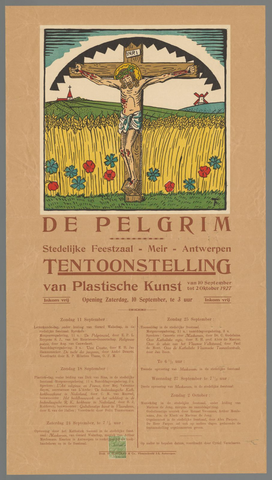 Affiche « De Pelgrim, stedelijke feestzaal-meir-Antwerpen. Tentoonstelling van plastische kunst. ». Reproduction intégrale de l’exemplaire conservé par Rijksmuseum.