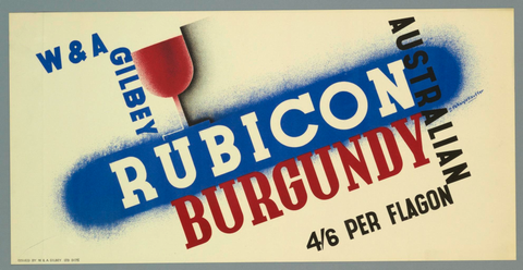 Affiche « Rubicon Australian Burgundy ». Reproduction intégrale de l’exemplaire conservé par Cooper Hewitt, Smithsonian Design Museum.