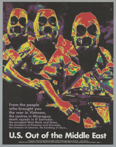 Affiche « U.S. Out of the Middle East ». Reproduction intégrale de l’exemplaire conservé par Cooper Hewitt, Smithsonian Design Museum.