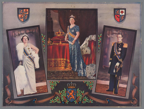 Affiche « 40-Jarig regeringsjubileum van koningin Wilhelmina ». Reproduction intégrale de l’exemplaire conservé par Rijksmuseum.