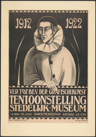 Affiche « Affiche voor de tentoonstelling Ver. tot Bev. der Grafische Kunst in het Stedelijk Museum Amsterdam, 1922 ». Reproduction intégrale de l’exemplaire conservé par Rijksmuseum.