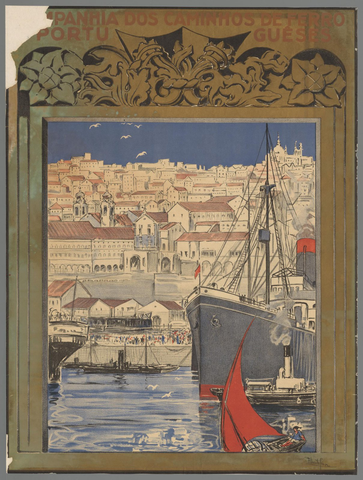 Affiche « Companhiu dos caminhos de ferro portu gueses ». Reproduction intégrale de l’exemplaire conservé par Rijksmuseum.