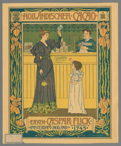 Affiche « Höllandischer Cacao. Erven Caspar Flick ». Reproduction intégrale de l’exemplaire conservé par Rijksmuseum.
