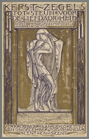 Affiche « Kerst-zegels tot steun voor de liefdadigheid (...) ». Reproduction intégrale de l’exemplaire conservé par Rijksmuseum.