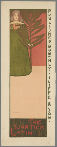 Affiche « The Quartier Latin, published monthly Iliffe & son. ». Reproduction intégrale de l’exemplaire conservé par Rijksmuseum.