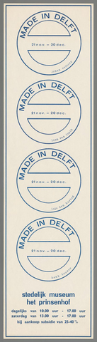 Affiche « Made in Delft. Johan Suttorp, Leen van Lopik, Lejo den Hertog, Henk Bouwer ». Reproduction intégrale de l’exemplaire conservé par Rijksmuseum.