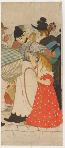 Affiche « Vrouw en kind wandelend over straat ». Reproduction intégrale de l’exemplaire conservé par Rijksmuseum.
