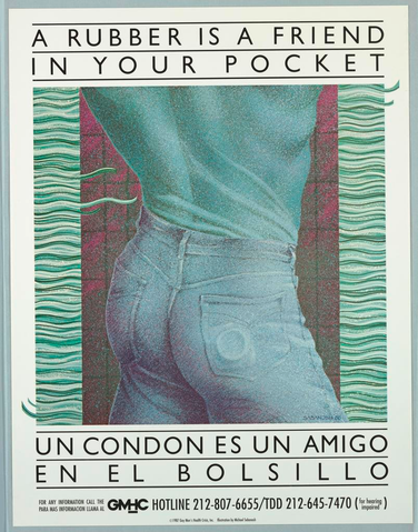 Affiche « A Rubber Is a Friend in Your Pocket (Un Condon Es Un Amigo En El Bolsillo) ». Reproduction intégrale de l’exemplaire conservé par Cooper Hewitt, Smithsonian Design Museum.