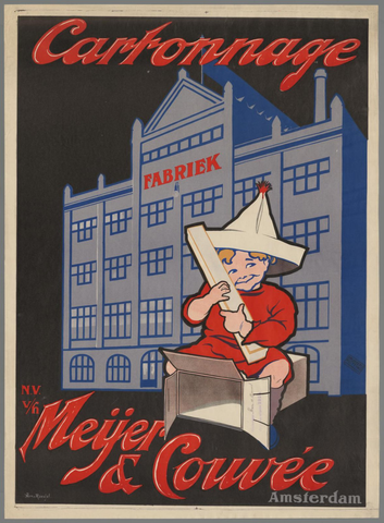 Affiche « Cartonnage Fabriek N.V. v/h Meijer & Couveé Amsterdam ». Reproduction intégrale de l’exemplaire conservé par Rijksmuseum.