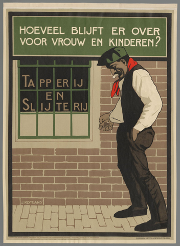 Affiche « Hoeveel blijft er over voor vrouw en kinderen? ». Reproduction intégrale de l’exemplaire conservé par Rijksmuseum.