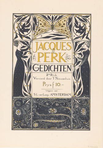 Affiche « Aankondiging van: Jacques Perk, Gedichten, 1897 ». Reproduction intégrale de l’exemplaire conservé par Rijksmuseum.