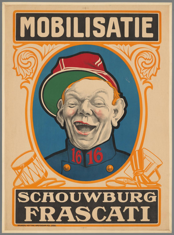 Affiche « Mobilisatie. Schouwburg Frascati ». Reproduction intégrale de l’exemplaire conservé par Rijksmuseum.
