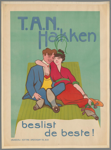 Affiche « T.A.N. Hakken beslist de beste ! ». Reproduction intégrale de l’exemplaire conservé par Rijksmuseum.