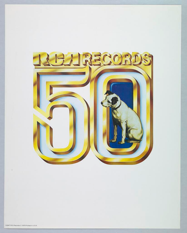 Affiche « RCA Records 50 ». Reproduction intégrale de l’exemplaire conservé par Cooper Hewitt, Smithsonian Design Museum.