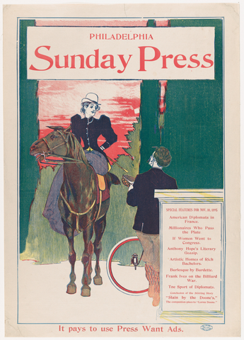 Affiche « Philadelphia Sunday Press: November 10th ». Reproduction intégrale de l’exemplaire conservé par The Metropolitan Museum of Art.