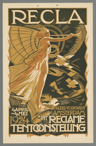 Affiche « Recla. 4 april - 4 mei 1924. Paleis v/t Volksvlijt Amsterdam. Int. reclame tentoonstelling ». Reproduction intégrale de l’exemplaire conservé par Rijksmuseum.