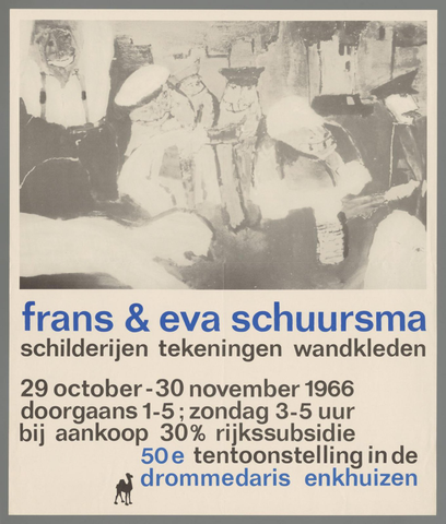 Affiche « Frans & Eva Schuursma. Schilderijen tekeningen wandkleden ». Reproduction intégrale de l’exemplaire conservé par Rijksmuseum.