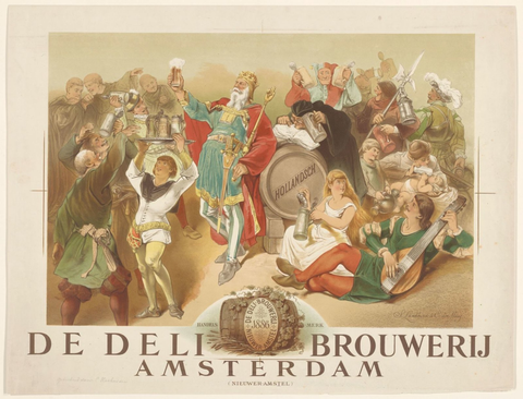 Affiche « Aankondigingsbiljet van De Deli Bierbrouwerij Amsterdam ». Reproduction intégrale de l’exemplaire conservé par Rijksmuseum.