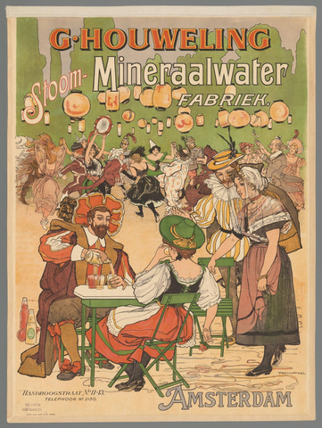 Affiche « G. Houweling Stoom-mineraalwaterfabriek. Amsterdam ». Reproduction intégrale de l’exemplaire conservé par Rijksmuseum.