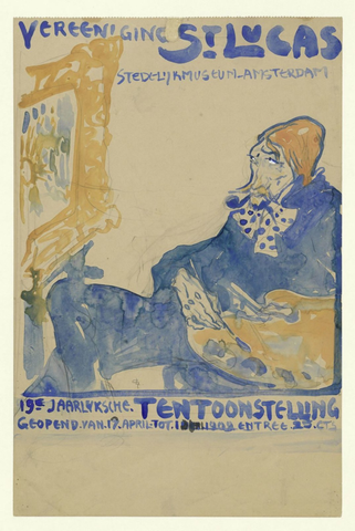 Affiche « Ontwerp voor het affiche van de 19e jaarlijkse Tentoonstelling van Vereening St. Lukas in het Stedelijk Museum te Amsterdam ». Reproduction intégrale de l’exemplaire conservé par Rijksmuseum.
