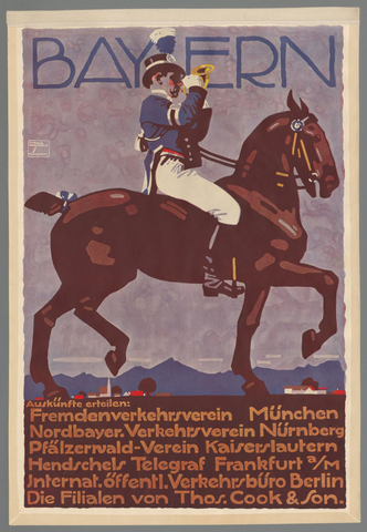 Affiche « Bayern. Auskünfte erteilen (...) Cook & Son ». Reproduction intégrale de l’exemplaire conservé par Rijksmuseum.