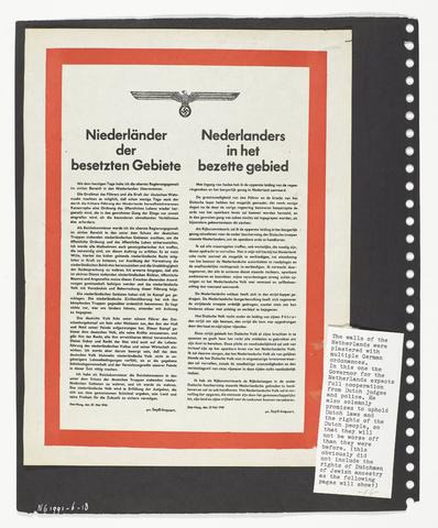 Affiche « Aanplakbiljet ». Reproduction intégrale de l’exemplaire conservé par Rijksmuseum.