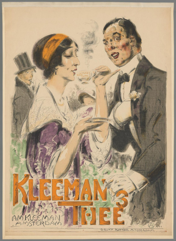 Affiche « Kleemans thee. A.M. Kleeman Amsterdam ». Reproduction intégrale de l’exemplaire conservé par Rijksmuseum.