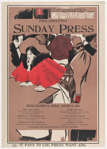 Affiche « Philadelphia Sunday Press: January 12th ». Reproduction intégrale de l’exemplaire conservé par The Metropolitan Museum of Art.