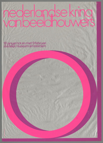 Affiche « Nederlandse kring van beeldhouwers 18 januari tot en met 9 februari Stedelijk Museum Amsterdam ». Reproduction intégrale de l’exemplaire conservé par Rijksmuseum.