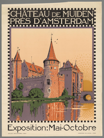Affiche « Château de Muiden près d'Amsterdam. Exposition: Mai-Octobre ». Reproduction intégrale de l’exemplaire conservé par Rijksmuseum.
