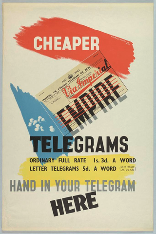 Affiche « Cheaper Empire Telegrams ». Reproduction intégrale de l’exemplaire conservé par Cooper Hewitt, Smithsonian Design Museum.