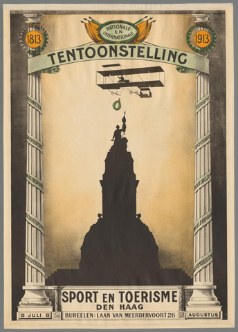 Affiche « Nationale en Internationale Tentoonstelling Sport en Toerisme Den Haag. 1813-1913 ». Reproduction intégrale de l’exemplaire conservé par Rijksmuseum.