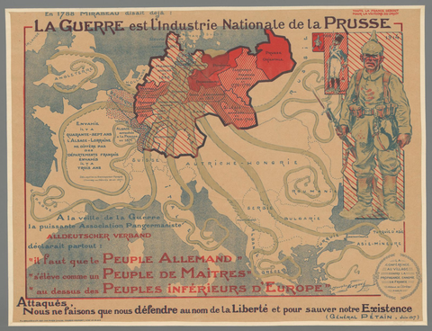 Affiche « En 1788 Mirabeau disait déjà: La Guerre est l'Industrie Nationale de la Prusse (...) ». Reproduction intégrale de l’exemplaire conservé par Rijksmuseum.