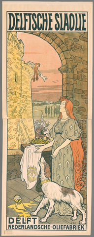 Affiche « Delftsche Slaolie. NOF Delft. Nederlandsche Oliefabriek ». Reproduction intégrale de l’exemplaire conservé par Rijksmuseum.