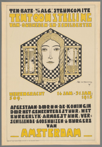 Affiche « Ten bate van het Alg. Steuncomité tentoonstelling van oudheden en schilderijen (...) ». Reproduction intégrale de l’exemplaire conservé par Rijksmuseum.