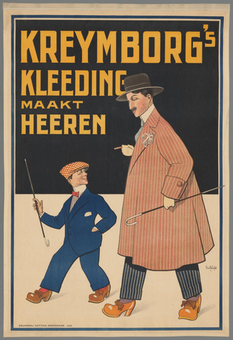 Affiche « Kreymborg's kleeding maakt heeren ». Reproduction intégrale de l’exemplaire conservé par Rijksmuseum.