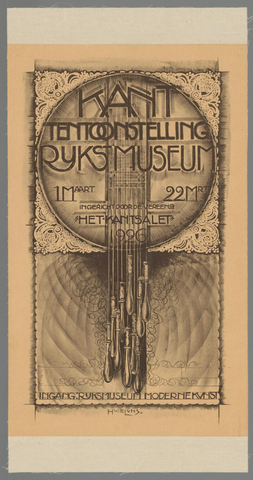 Affiche « Kanttentoonstelling Rijksmuseum 11 maart 22 mrt 1926. Ingericht door de Vereeng Het Kantsalet (...) ». Reproduction intégrale de l’exemplaire conservé par Rijksmuseum.