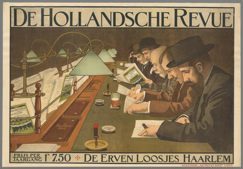 Affiche « De Hollandsche Revue. De Erven Loosjes Haarlem. ». Reproduction intégrale de l’exemplaire conservé par Rijksmuseum.