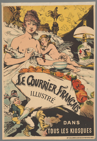 Affiche « Reclamebiljet: Le Courrier Français illustré dans les kiosques ». Reproduction intégrale de l’exemplaire conservé par Rijksmuseum.