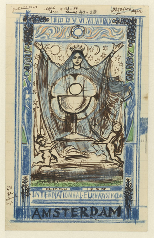 Affiche « Ontwerp voor een affiche voor het Internationale Eucharistisch Congres gehouden te Amsterdam van 22-27 juli 1924 ». Reproduction intégrale de l’exemplaire conservé par Rijksmuseum.