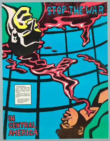 Affiche « Stop the War in Central America ». Reproduction intégrale de l’exemplaire conservé par Cooper Hewitt, Smithsonian Design Museum.
