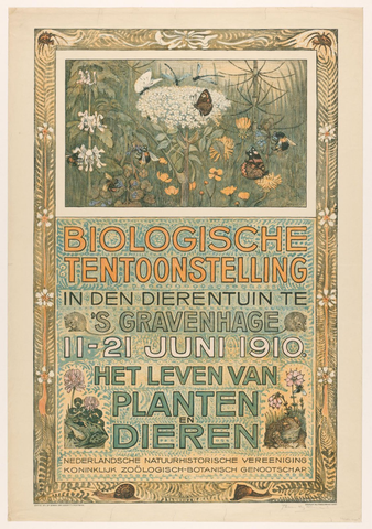 Affiche « Affiche van de Biologische Tentoonstelling ». Reproduction intégrale de l’exemplaire conservé par Rijksmuseum.