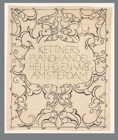 Affiche « Ontwerp voor een affiche voor Kettner's Pianohandel Heiligenweg Amsterdam ». Reproduction intégrale de l’exemplaire conservé par Rijksmuseum.