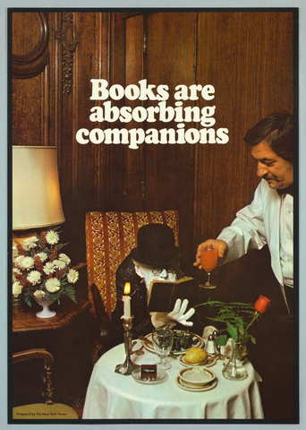 Affiche « Books Are Absorbing Companions ». Reproduction intégrale de l’exemplaire conservé par Cooper Hewitt, Smithsonian Design Museum.
