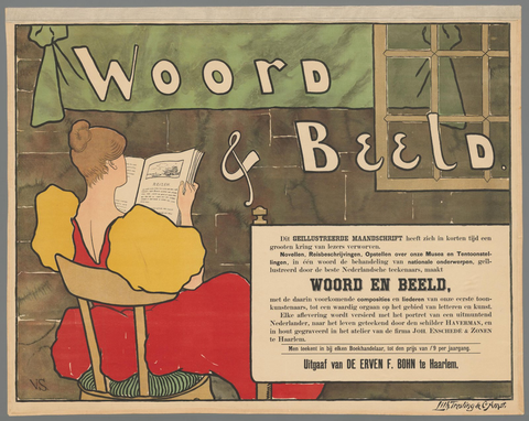 Affiche « Woord & Beeld. Geïllustreerd Maandschrift. Uitgaaf van de erven F. Bohn te Haarlem. ». Reproduction intégrale de l’exemplaire conservé par Rijksmuseum.
