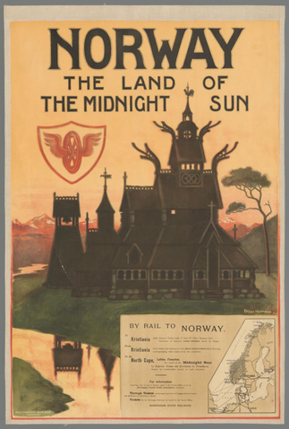 Affiche « Norway, the land of the midnight sun. ». Reproduction intégrale de l’exemplaire conservé par Rijksmuseum.