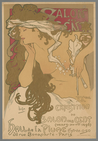 Affiche « Salon des Cent, XXme Exposition du Salon des Cent (mars-avril 1896) Hall de la Plume, 31 rue Bonaparte, Paris. ». Reproduction intégrale de l’exemplaire conservé par Rijksmuseum.