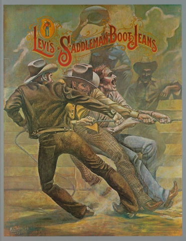 Affiche « "Levi's Saddleman Boot Jeans" for Levi Strauss ». Reproduction intégrale de l’exemplaire conservé par Cooper Hewitt, Smithsonian Design Museum.