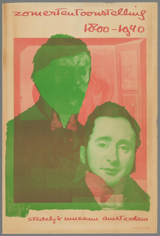 Affiche « Zomertentoonstelling 1800-1940, stedelijk museum ». Reproduction intégrale de l’exemplaire conservé par Rijksmuseum.